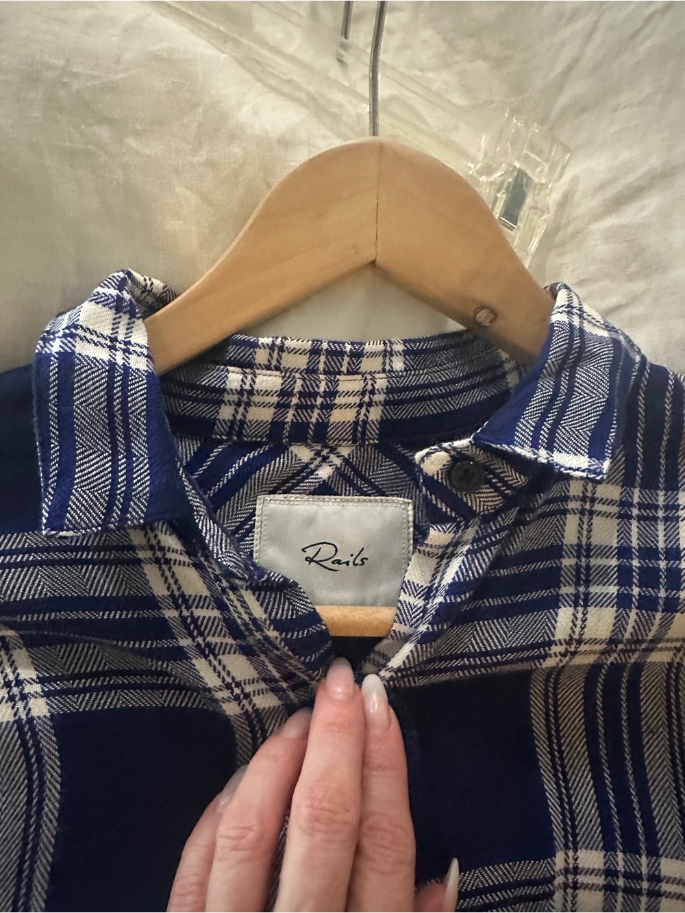Rails Blue and White Plaid Button-Up Shirt